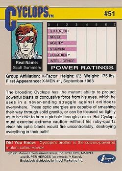1991 Impel Marvel Universe II #51 Cyclops Back