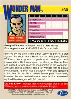 1991 Impel Marvel Universe II #30 Wonder Man Back