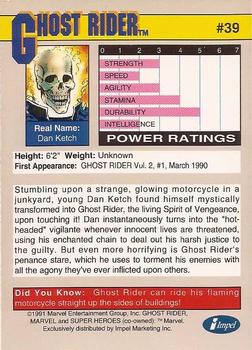 1991 Impel Marvel Universe II #39 Ghost Rider Back
