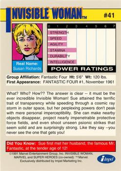1991 Impel Marvel Universe II #41 Invisible Woman Back