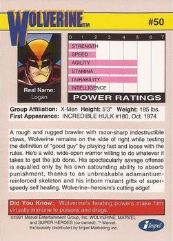 1991 Impel Marvel Universe II #50 Wolverine Back