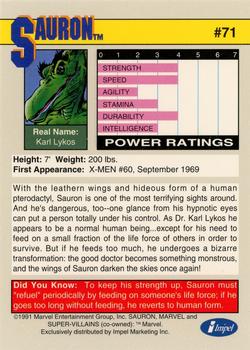 1991 Impel Marvel Universe II #71 Sauron Back