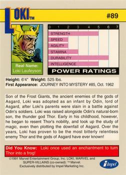 1991 Impel Marvel Universe II #89 Loki Back