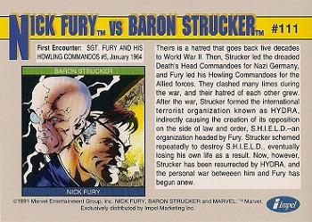 1991 Impel Marvel Universe II #111 Nick Fury vs. Baron Strucker Back