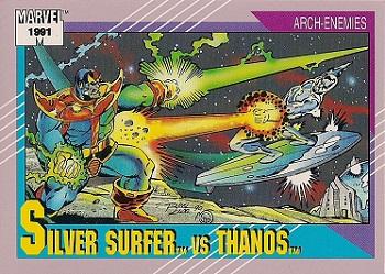1991 Impel Marvel Universe II #113 Silver Surfer vs. Thanos Front