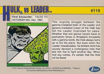 1991 Impel Marvel Universe II #119 Hulk vs. Leader Back