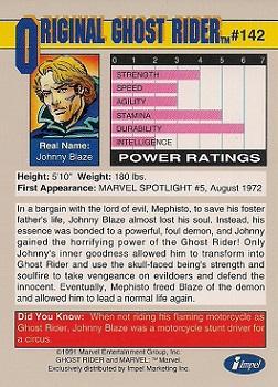 1991 Impel Marvel Universe II #142 Original Ghost Rider Back