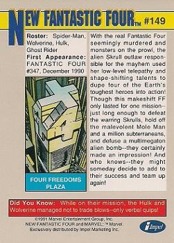 1991 Impel Marvel Universe II #149 New Fantastic Four Back