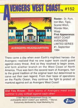 1991 Impel Marvel Universe II #152 Avengers West Coast Back