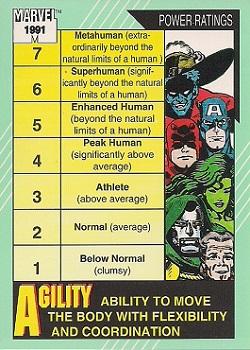 1991 Impel Marvel Universe II #160 Agility / Stamina Front