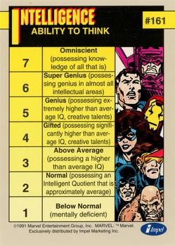 1991 Impel Marvel Universe II #161 Durability / Intelligence Back
