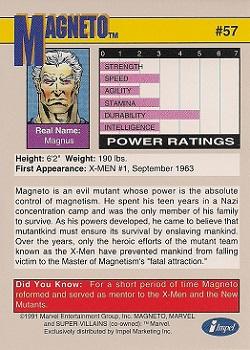 1991 Impel Marvel Universe II #57 Magneto Back