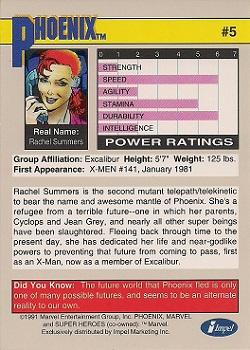 1991 Impel Marvel Universe II #5 Phoenix Back