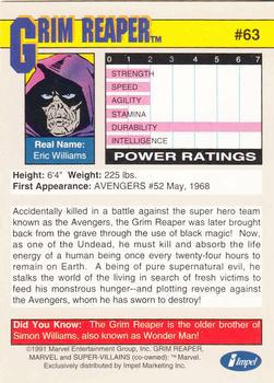 1991 Impel Marvel Universe II #63 Grim Reaper Back