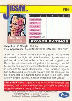 1991 Impel Marvel Universe II #66 Jigsaw Back