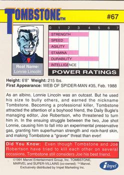 1991 Impel Marvel Universe II #67 Tombstone Back