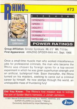 1991 Impel Marvel Universe II #73 Rhino Back