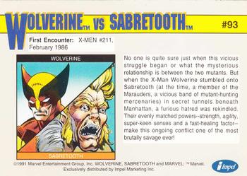 1991 Impel Marvel Universe II #93 Wolverine vs. Sabretooth Back