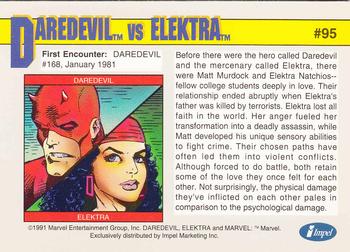 1991 Impel Marvel Universe II #95 Daredevil vs. Elektra Back