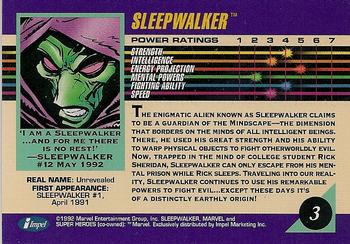 1992 Impel Marvel Universe #3 Sleepwalker Back
