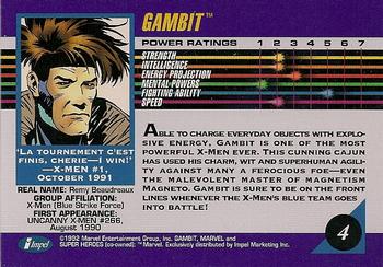 1992 Impel Marvel Universe #4 Gambit Back