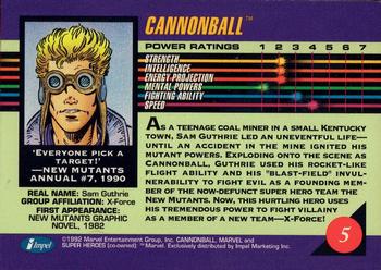1992 Impel Marvel Universe #5 Cannonball Back