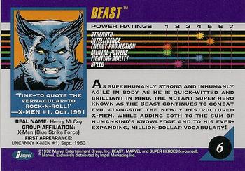 1992 Impel Marvel Universe #6 Beast Back