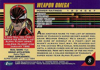 1992 Impel Marvel Universe #8 Weapon Omega Back