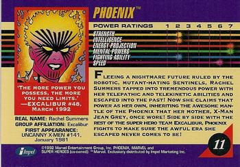 1992 Impel Marvel Universe #11 Phoenix Back