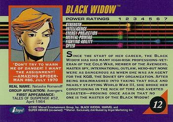 1992 Impel Marvel Universe #12 Black Widow Back