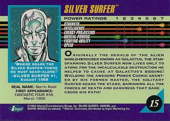 1992 Impel Marvel Universe #15 Silver Surfer Back