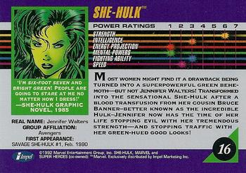 1992 Impel Marvel Universe #16 She-Hulk Back