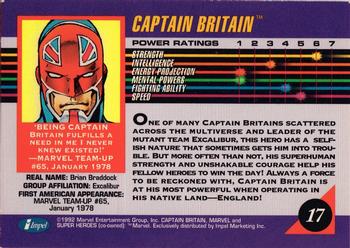 1992 Impel Marvel Universe #17 Captain Britain Back