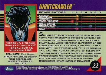 1992 Impel Marvel Universe #22 Nightcrawler Back