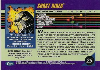 1992 Impel Marvel Universe #25 Ghost Rider Back