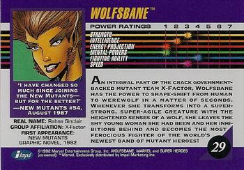 1992 Impel Marvel Universe #29 Wolfsbane Back