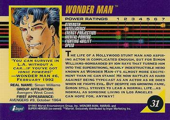 1992 Impel Marvel Universe #31 Wonder Man Back