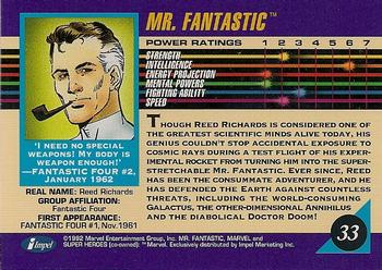 1992 Impel Marvel Universe #33 Mr. Fantastic Back