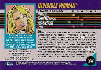 1992 Impel Marvel Universe #34 Invisible Woman Back