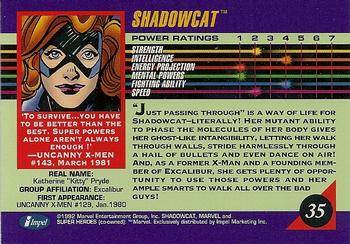 1992 Impel Marvel Universe #35 Shadowcat Back