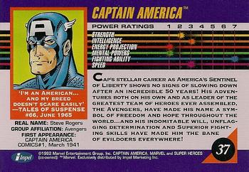 1992 Impel Marvel Universe #37 Captain America Back