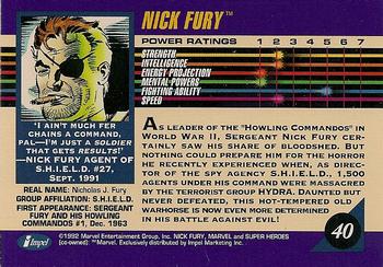 1992 Impel Marvel Universe #40 Nick Fury Back