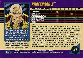 1992 Impel Marvel Universe #41 Professor X Back