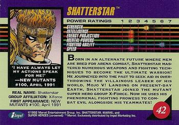1992 Impel Marvel Universe #42 Shatterstar Back