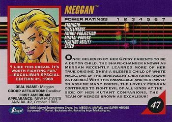 1992 Impel Marvel Universe #47 Meggan Back