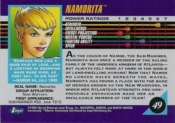 1992 Impel Marvel Universe #49 Namorita Back