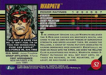 1992 Impel Marvel Universe #52 Warpath Back