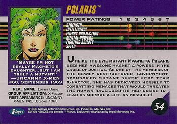 1992 Impel Marvel Universe #54 Polaris Back