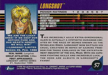 1992 Impel Marvel Universe #57 Longshot Back