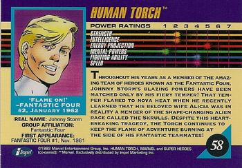 1992 Impel Marvel Universe #58 Human Torch Back